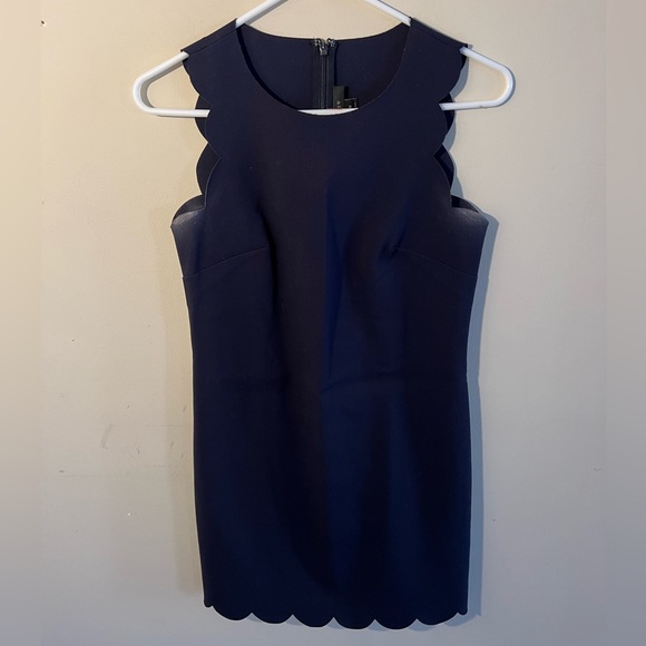 Navy Scallop Neck Dress - Picture 1 of 3